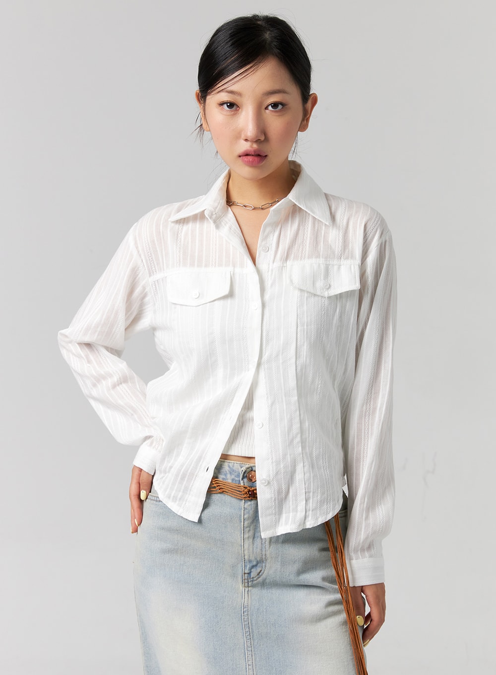 Cotton Collared Long Sleeve Shirt CG329 - Korean Women's Fashion | LEWKIN –  LEWKIN - EUROPE