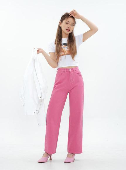 Pink Color Wide Leg Cotton Pants CM18