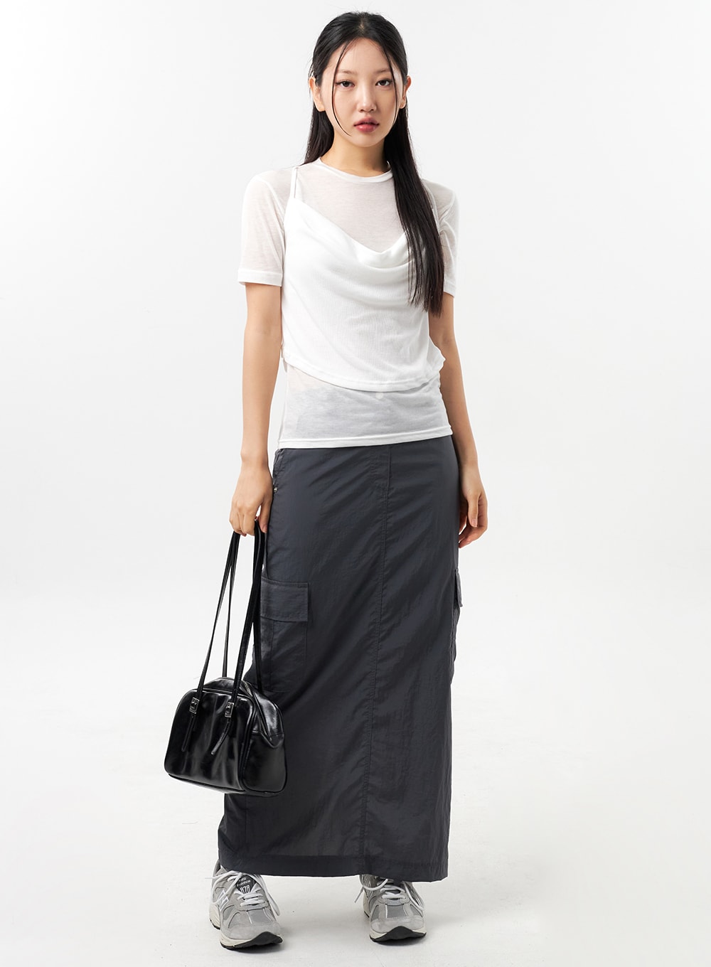 Nylon Cargo Maxi Skirt CU308 Korean Women s Fashion LEWKIN LEWKIN EUROPE