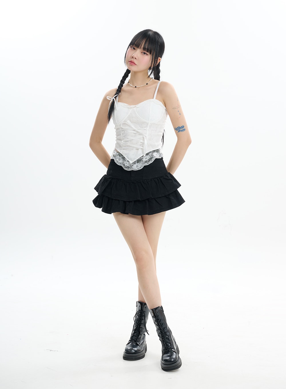 denim-fringe-layered-mini-skirt-if413