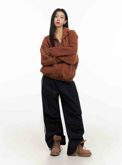 Striped Trackpants with Adjustable Waist IJ503