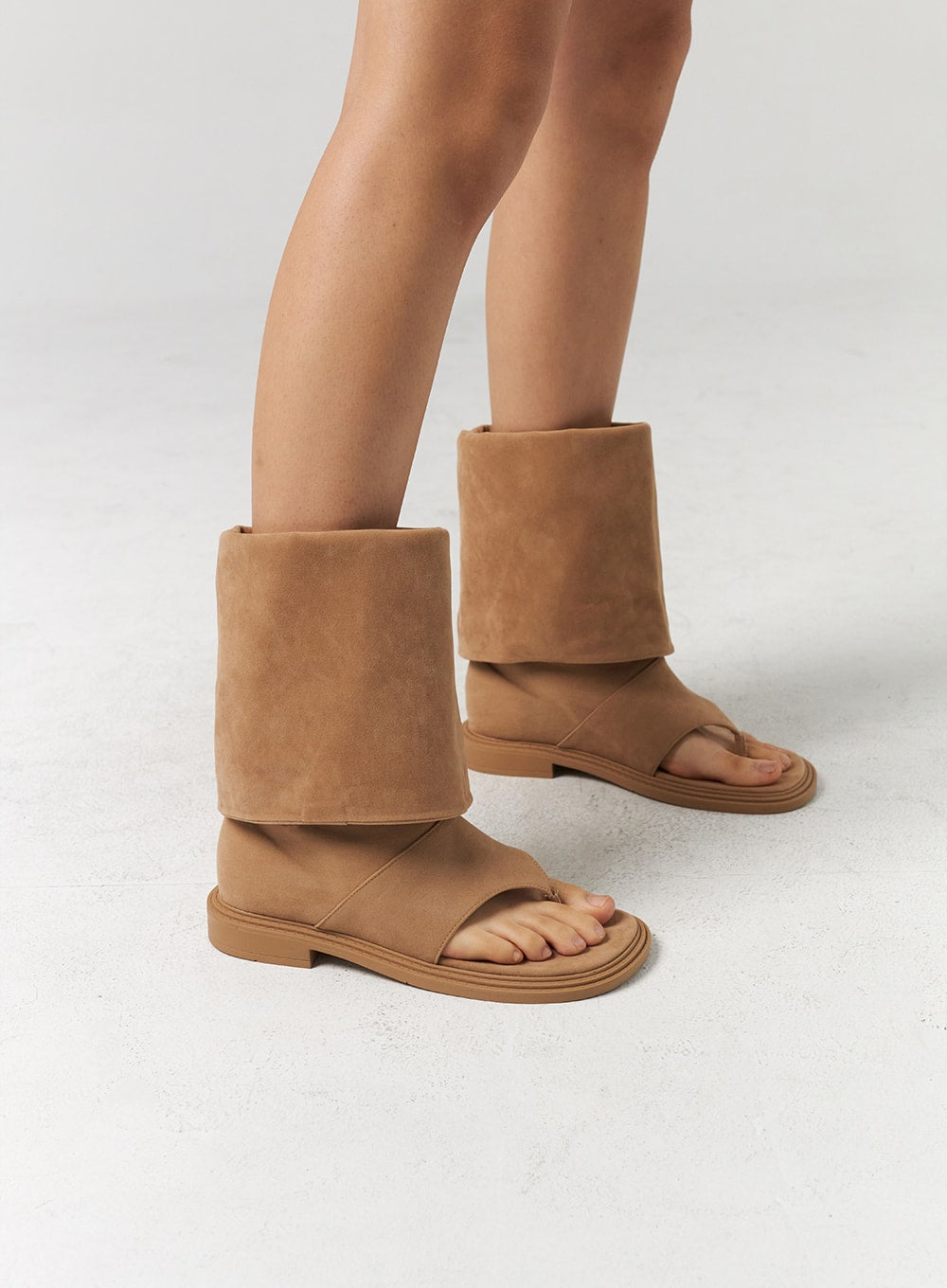 Cut Out Toe Mid-Calf Boots CL310 Korean Women's Fashion LEWKIN