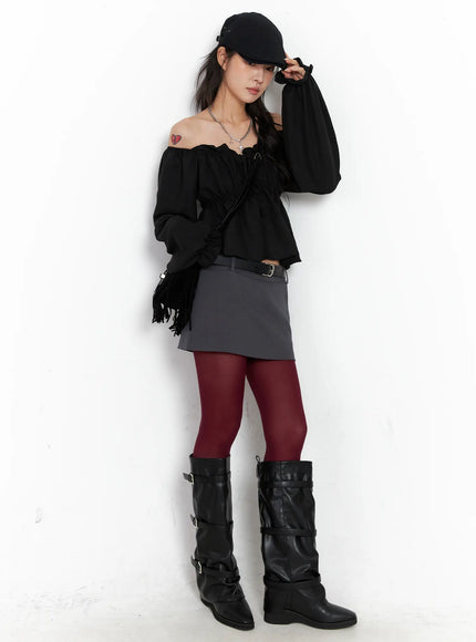 Low-Rise Belted Mini Skirt CO508