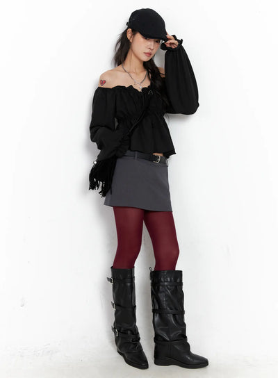 Low-Rise Belted Mini Skirt CO508