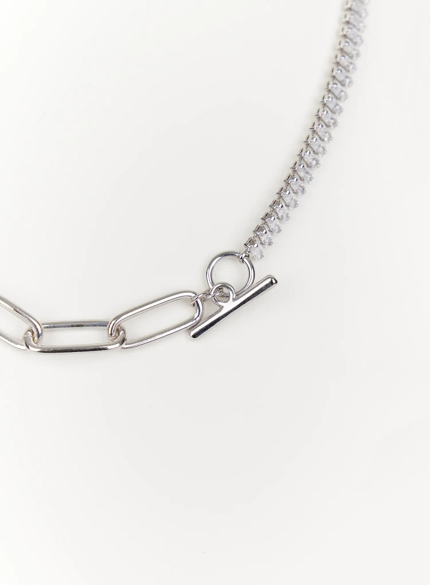 cubic-chain-link-necklace-in514 / Silver