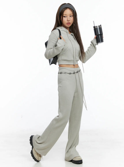 casual-ribbed-bootcut-pants-cs504 / Beige