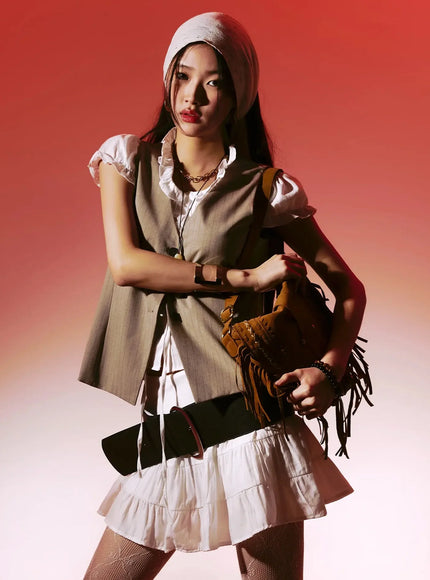 striped-sleeveless-vest-im530 / Beige