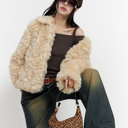 luxe-faux-fur-jacket-io430 / Beige