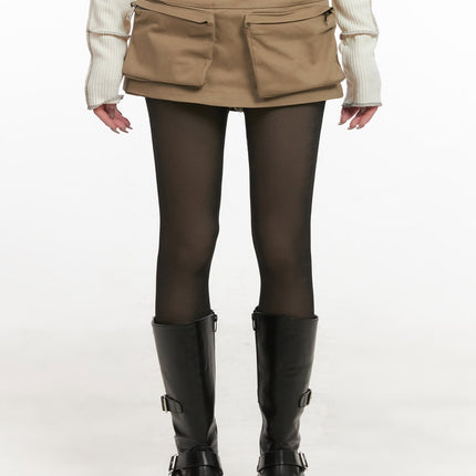 cargo-big-pocket-mini-skirt-cj516 / Beige