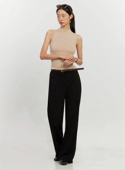 mock-neck-sleeveless-top-il528 / Beige