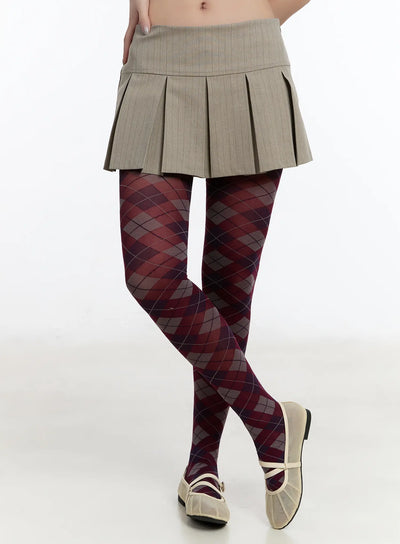 chic-striped-pleated-mini-skirt-cm511 / Beige