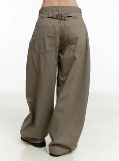 striped-wide-leg-cotton-trousers-cm511 / Beige