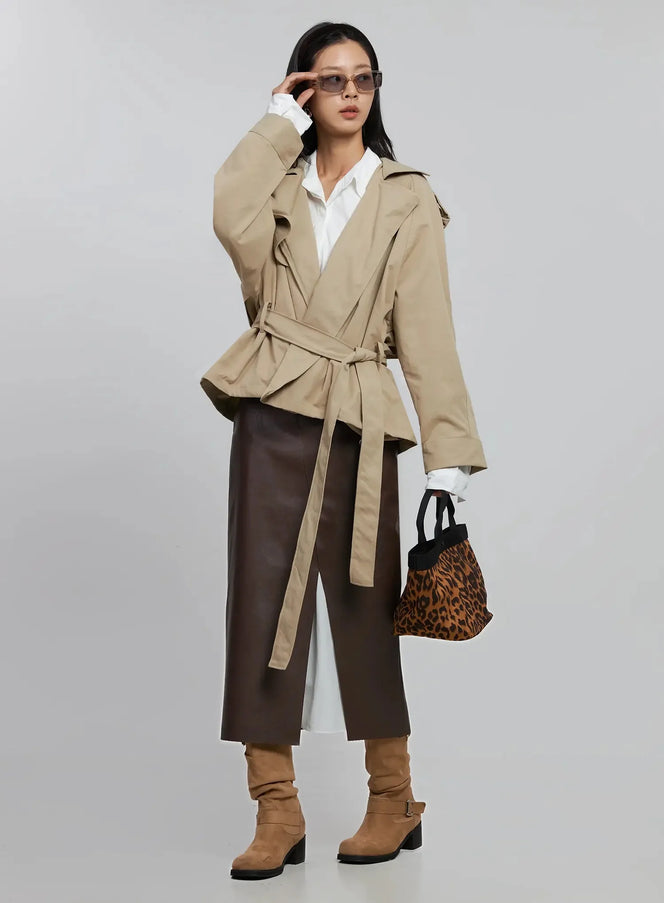 belted-half-trench-coat-id504 / Beige