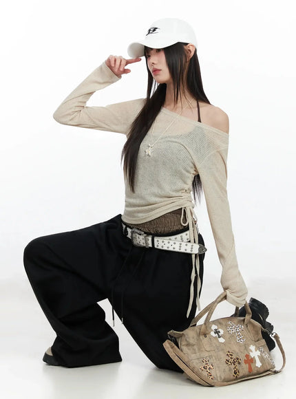 sheer-layering-long-sleeve-top-im530 / Beige