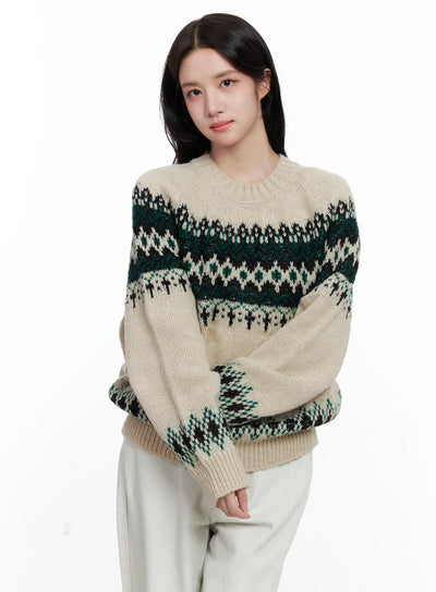 nordic-knit-sweater-co522 / Beige
