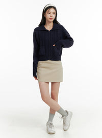 basic-mini-skirt-of414 / Beige