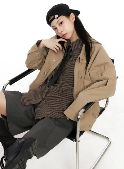 convertible-layered-utility-jacket-cg526 / Beige