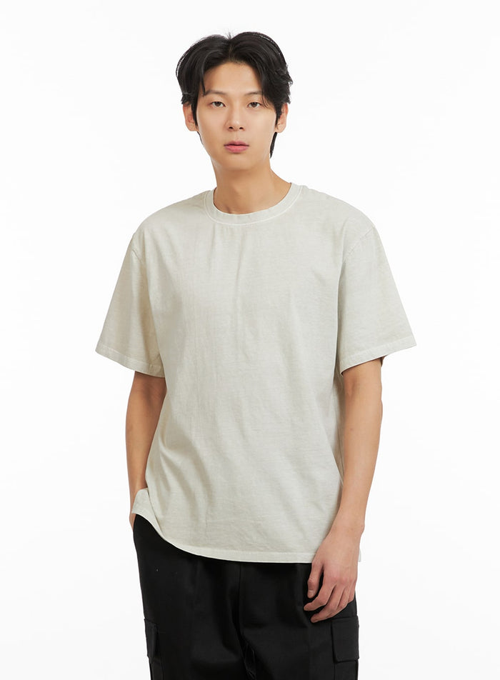 mens-basic-crew-neck-t-shirt-ia402 / Beige