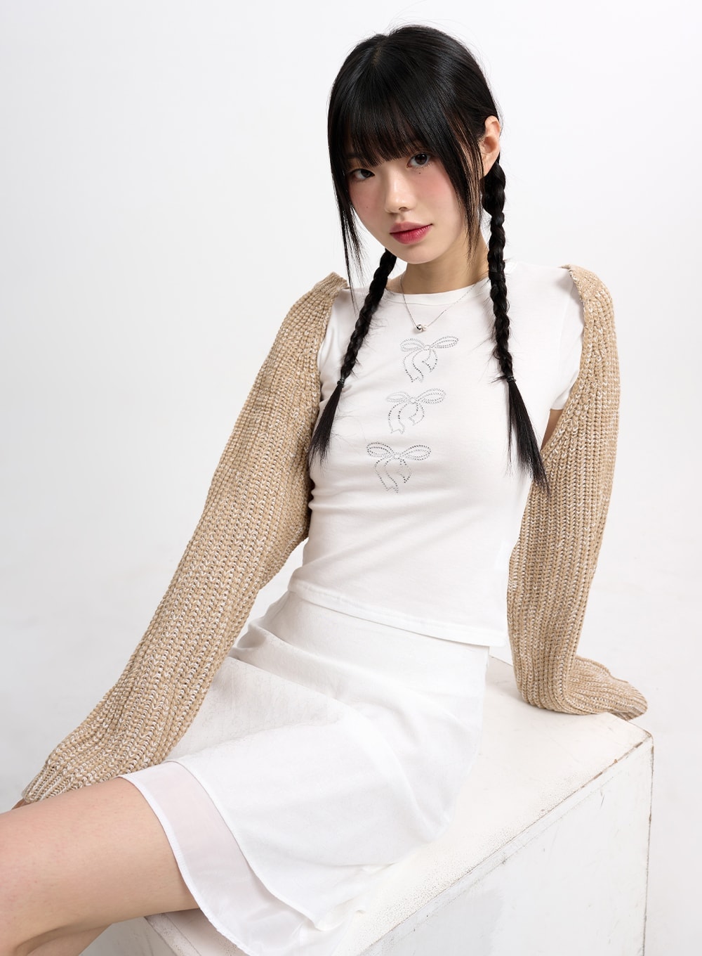 classic-cropped-knit-bolero-cm415 / Beige