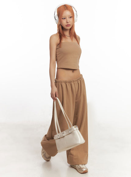 tube-top-sweatpants-set-ia515 / Beige