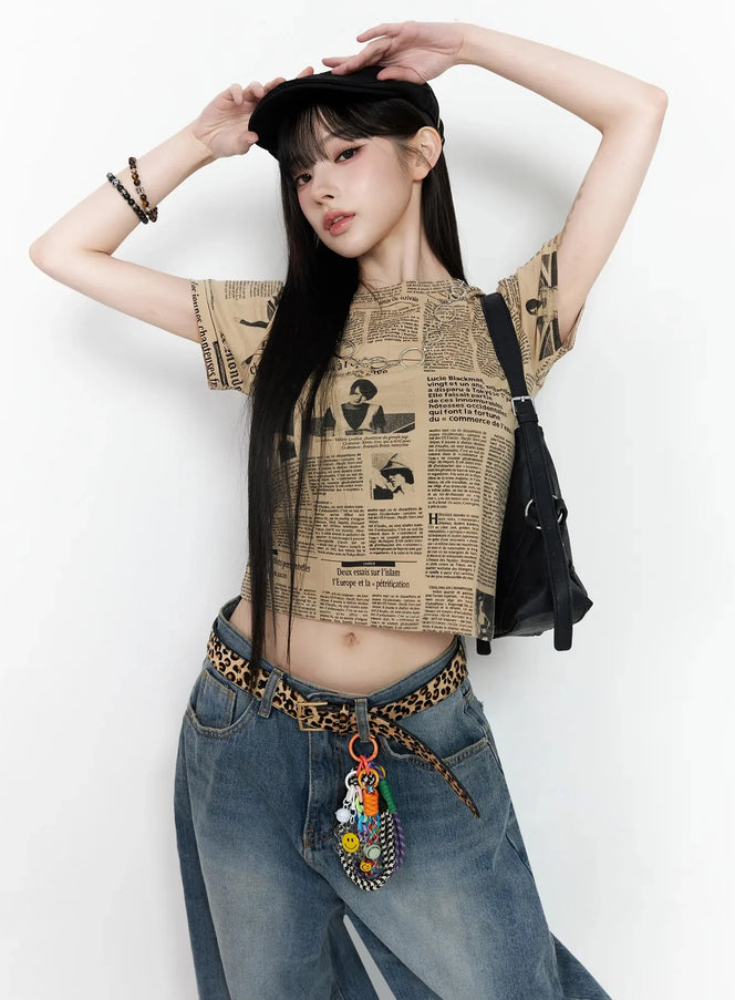 retro-graphic-short-sleeve-tee-iy511 / Beige