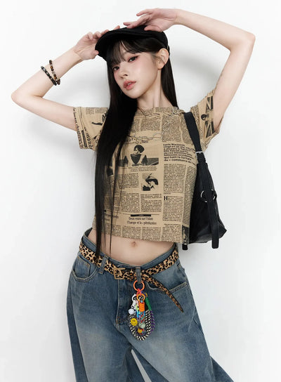retro-graphic-short-sleeve-tee-iy511 / Beige