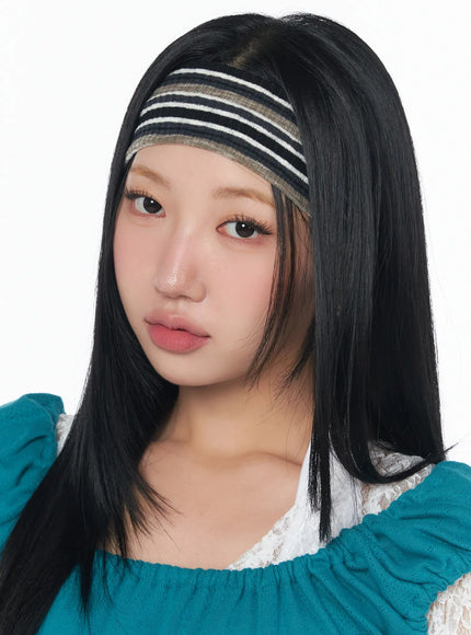striped-knit-headband-cy513 / Beige