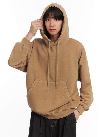 mens-vintage-washed-hoodie-ia510 / Beige