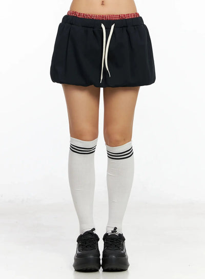 checkered-balloon-skort-ca513 / Black