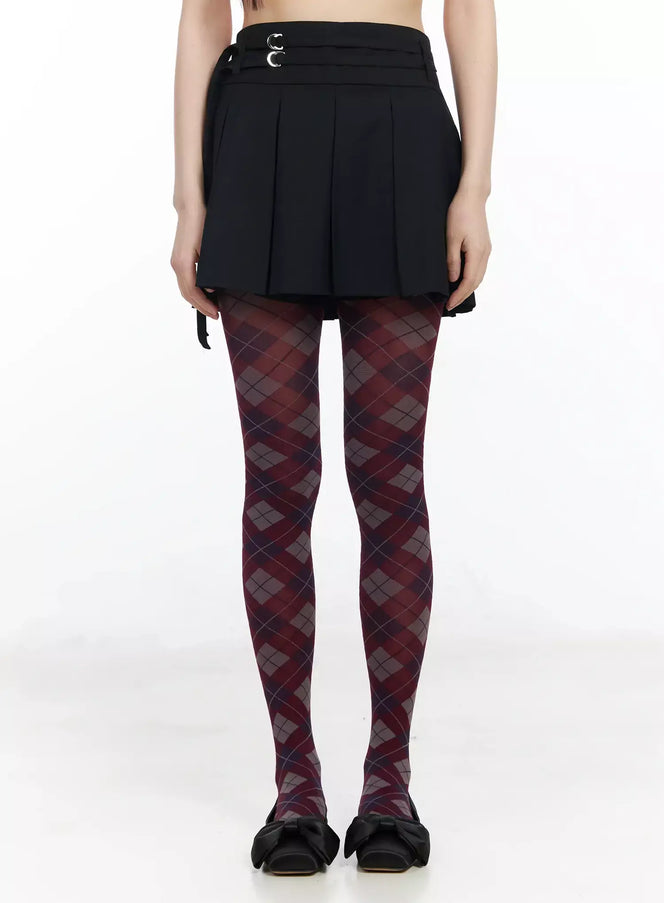 pleated-skort-with-belt-detail-im523 / Black