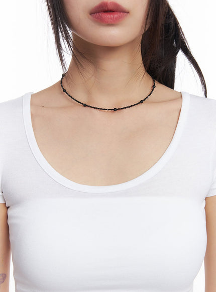 beaded-choker-necklace-cy512 / Black