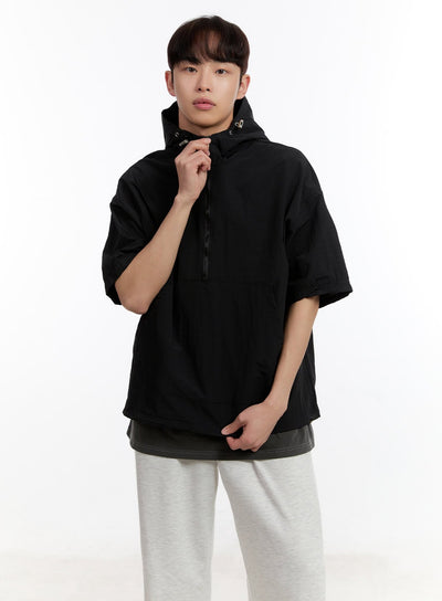 mens-short-sleeve-anorak-jacket-ia507 / Black