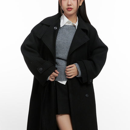 wool-blend-long-sleeve-trench-coat-cn415 / Black