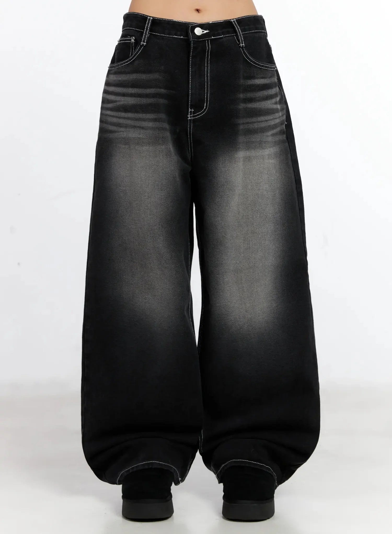 kaiya-dark-wash-baggy-jeans-in528 / Black