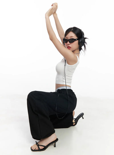 casual-ankle-banded-sweatpants-cf503 / Black