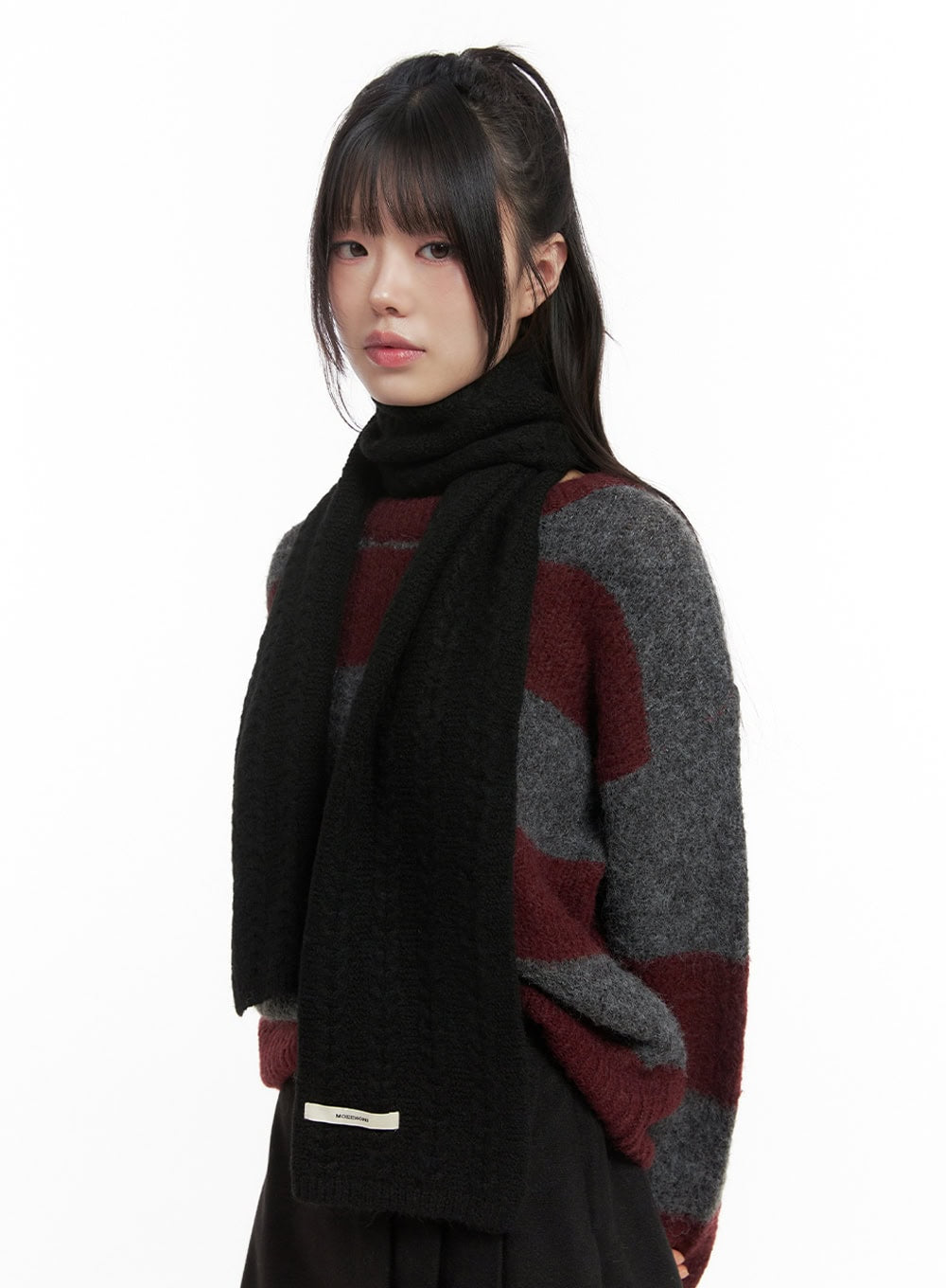 classic-cable-knit-scarf-id402 / Black