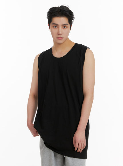 mens-basic-cotton-sleeveless-tee-ia401 / Black