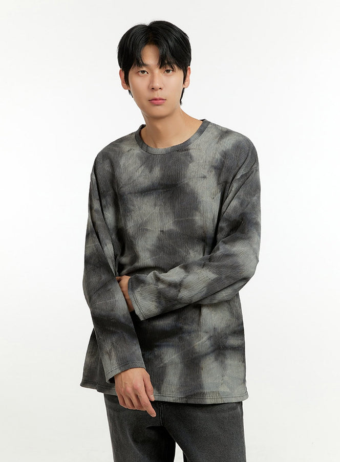 mens-tie-dye-oversized-long-sleeve-il412 / Black