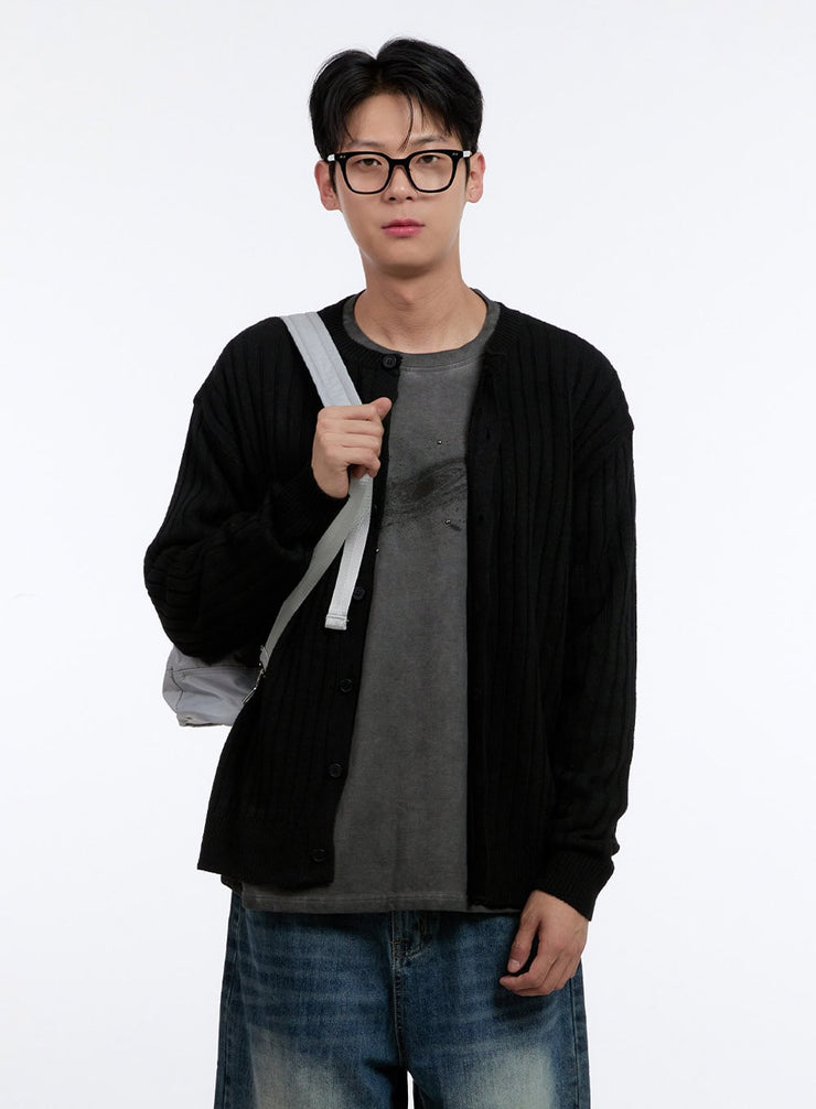 mens-cable-knit-cardigan-ig428 / Black