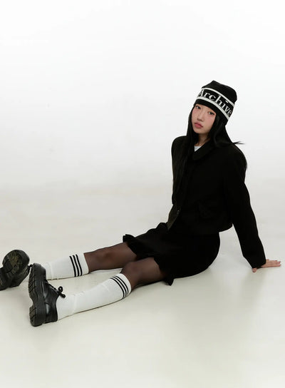 wool-buttoned-crop-jacket-cn506 / Black