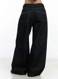 violet-studded-baggy-jeans-cj530 / Black