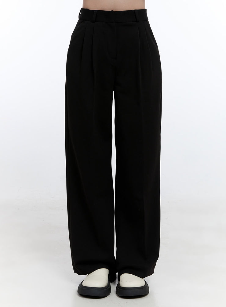 cozy-warm-pintuck-trousers-on418 / Black