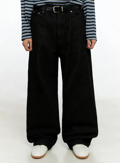 mens-black-wide-leg-jeans-in525 / Black