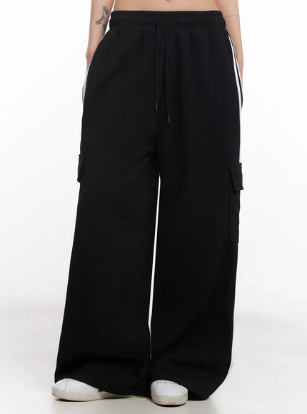 classic-striped-sweatpant-joggers-ic503 / Black