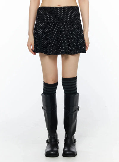 polka-dot-high-waist-skirt-iy525 / Black