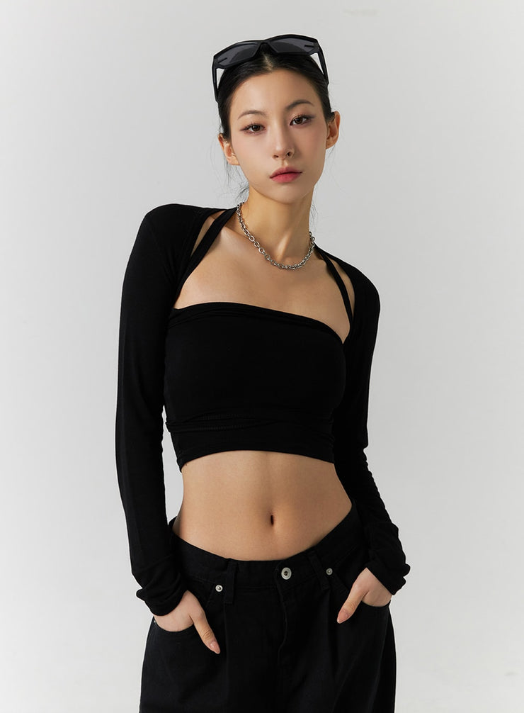 cardigan-with-cami-set-id305 / Black