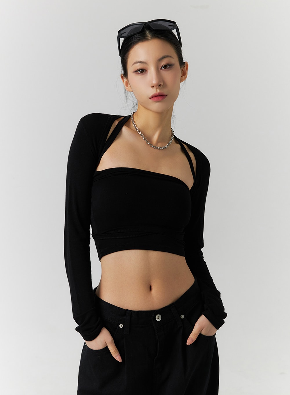 cardigan-with-cami-set-id305 / Black