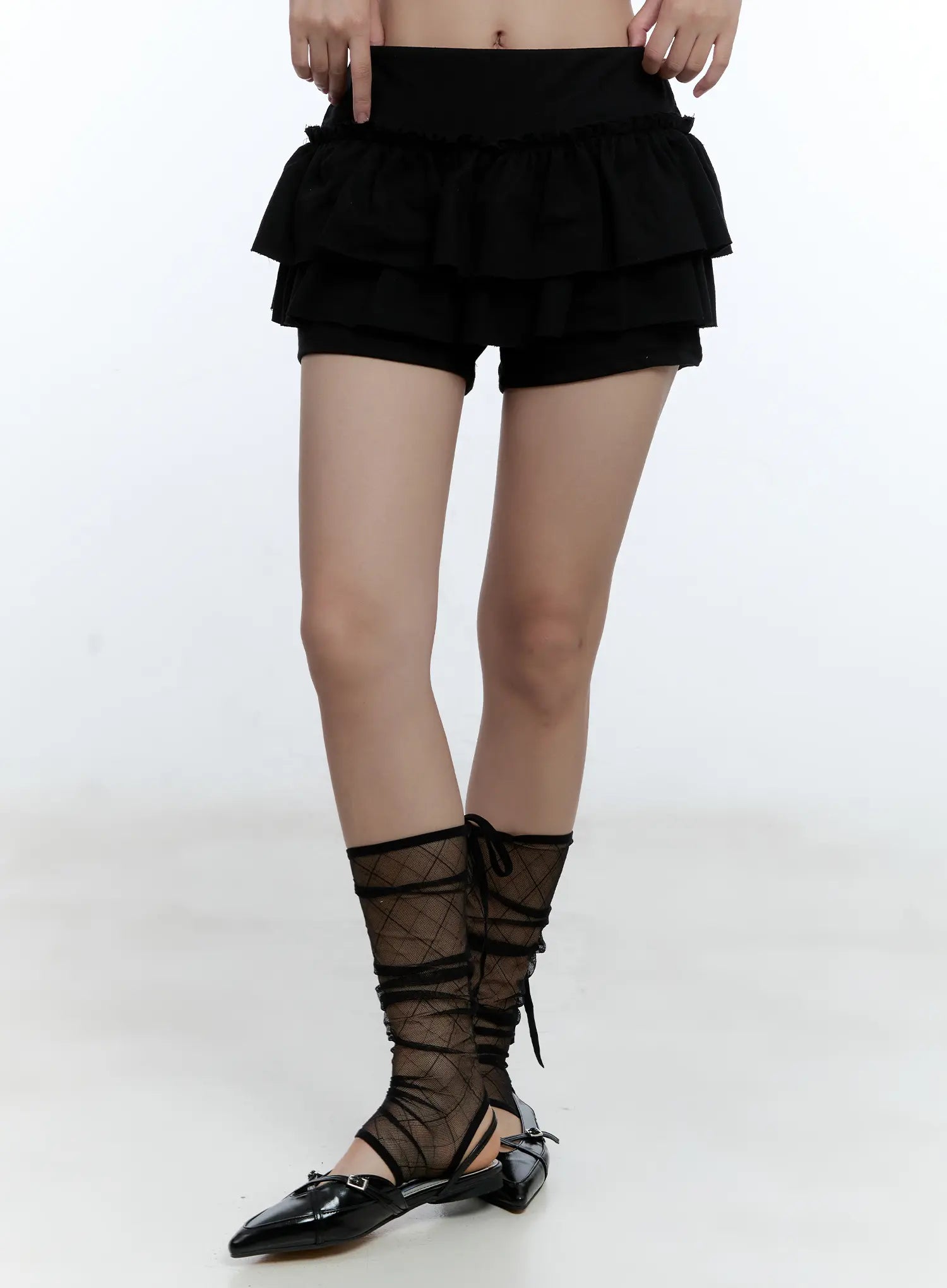frill-ruffle-shorts-cu526 / Black