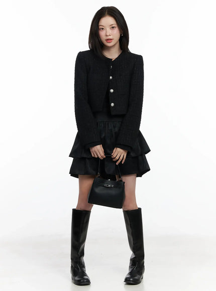 cropped-two-pocket-tweed-jacket-if520 / Black