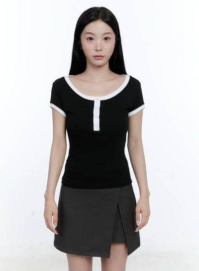 contrast-basic-u-neck-tee-cl530 / Black